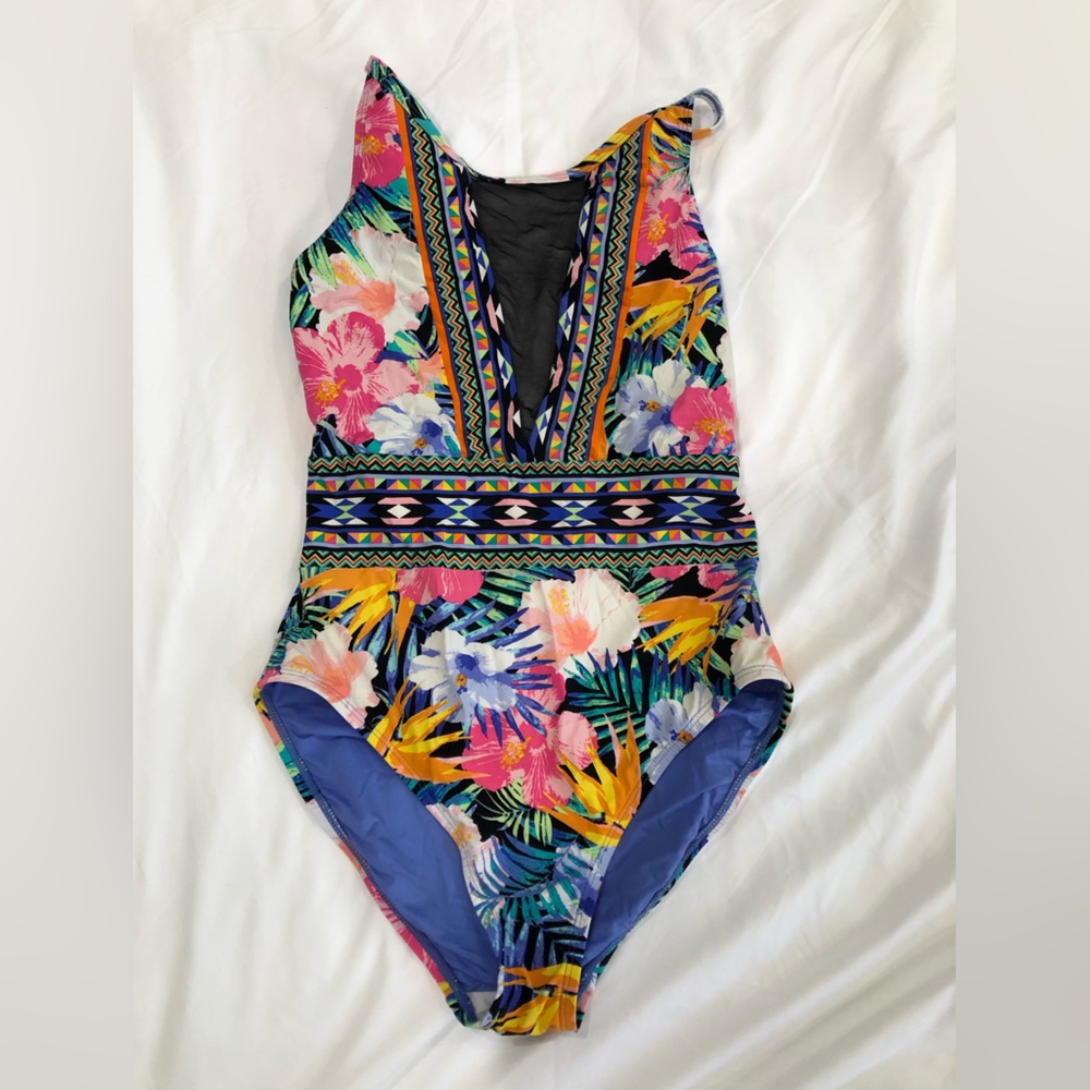 La Blanca Tropicali Illusion High-Neck Tummy-Control One-Piece Swimsuit